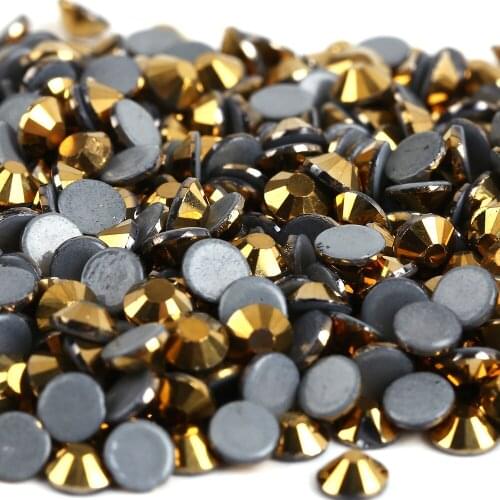 Ss6,ss10,ss16,ss20,ss30 Gold Hematite DMC Iron On Rhinestones/Hot fix Crystal Rhinestones Strass Sewing & Fabric Garment stones