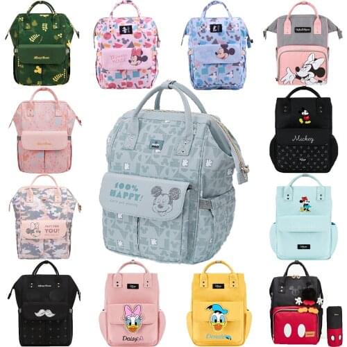 Disney Mickey Mouse Bag USB Diaper Bag Large Capacity Maternity Backpack Mommy Travel Stroller Bag Waterproof Diaper Backpack