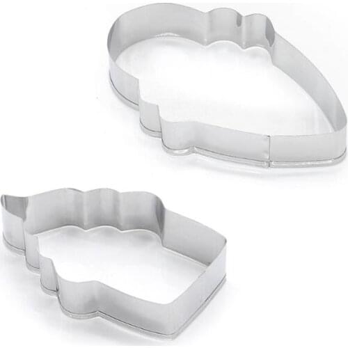 2pcs/set Stainless Steel Cupcake Ice Cream Cookie Stencils Pancake Biscuit Cutter Tools Baking Pastry Modelling Tools