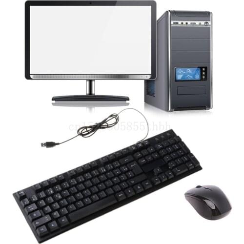 Russian Arabic French Spanish USB Wired Silent Keyboard Waterproof Office 104 Keys Keyboard for Windows Desktop Computer