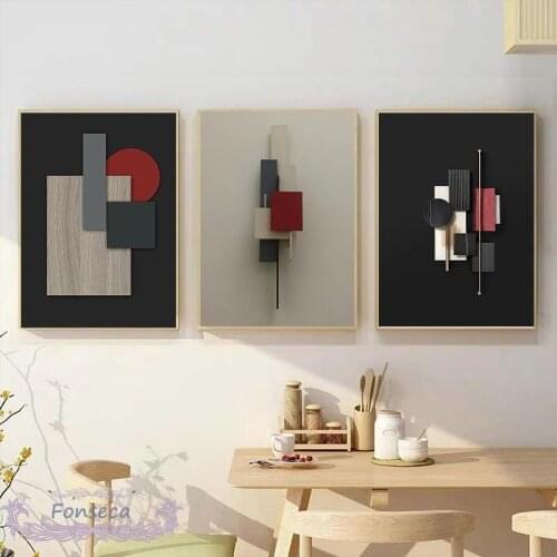 Vintage Black Grey Canvas Painting Abstract Creative Geometry Poster and Prints Wall Art Picture for Living Room Home Decoration