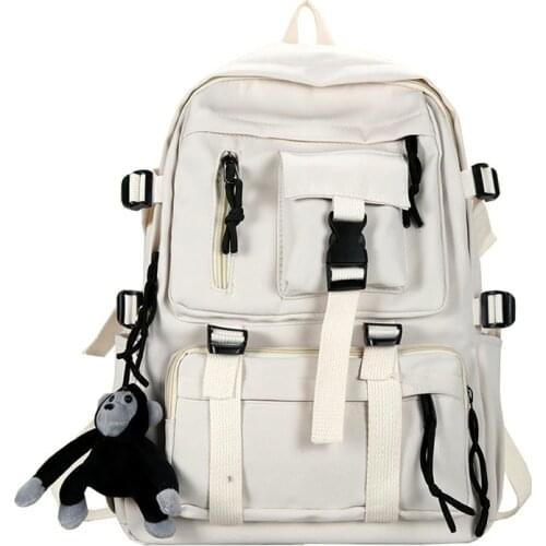 High Quality Women Backpack 2021 Unisex College Student Backpack Fashion Pendant Casual Female Bagpack Nylon Anti-Theft