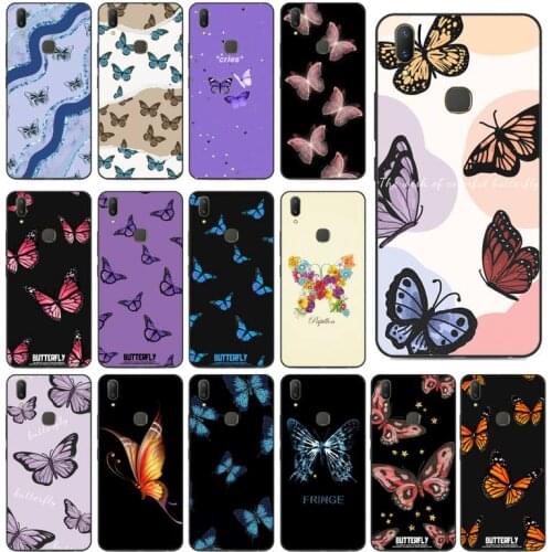 YNDFCNB Beauty Blue Butterfly Phone Case for vivo Y91C Y11 17 19 53 81 31 91 for Oppo a9 2020