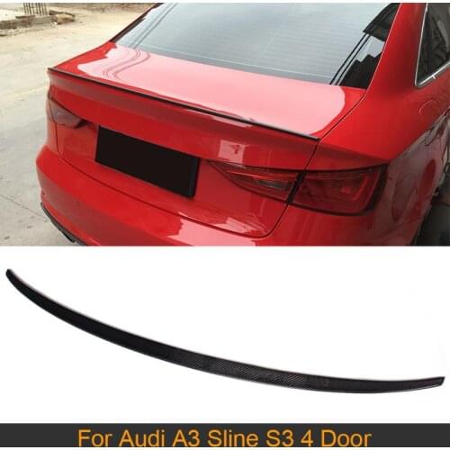 Car Rear Trunk Lip Spoiler for Audi for A3 S3 4 Door 2014 2015 2016 Carbon Fiber Rear Trunk Spoiler Wing