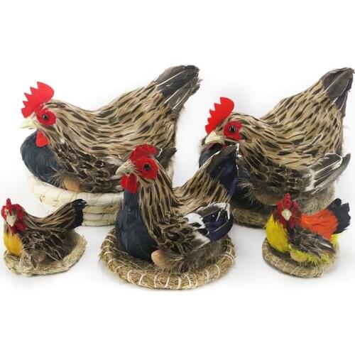 Filled Plush toy chicken hen simulation chicken hatching chicken true feather restaurant decoration agricultural product decorat