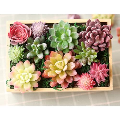 Green Pink Purple Blue White Small Artificial Succulents Plants Christmas New Year Festive Party Home Decor Fake Plants Bonsai