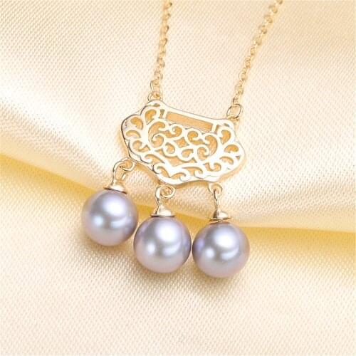 DIY pearl accessories 925 silver Blank pearl Sets of Chain Setting Base empty pendant chain with