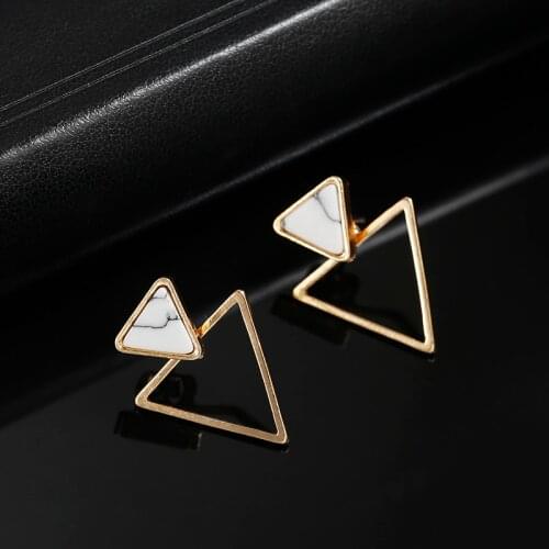 Punk Design Fashion Square Triangle Round Geometric Faux Stone Drop Earring Women Party Jewelry pendientes brincos