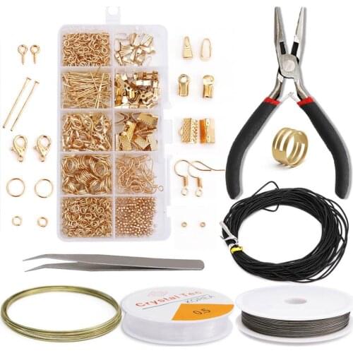 1 Box Jewelry Accessories Set With Tools Earrings Handmade Material DIY Golden Color Exquisite High Quality