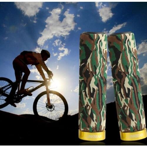 1 pair of bicycle anti slip shock absorbing sponge handle can lock the camouflage mountain handle cover with aluminum alloy