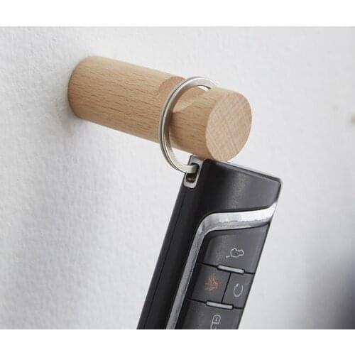 1pc Minimalist Beech Wood Small Wooden Wall Hook Wall Hanging Towel Handbag Hat Hook Exquisite Equipped with Screws Stickers