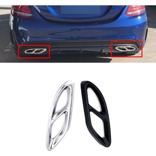 2pcs/ Stainless Steel Exhaust Pipe Cover Trim For Mercedes Benz A B C E GLC GLE Class W176 W246 W205 W213 AMG Car Styling