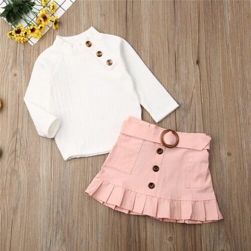 Newborn Baby Girls Boys clothes Knitted Long Sleeve pullover solid Turtle Neck Tops Button pocket Skirts 2pc kids Toddler Outfit