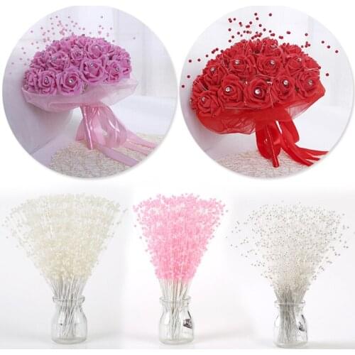 20 Bunch Pearl Flower Stem Beads Garland Sprays Bridal Bouquet Wedding Party Artificial Flower Home Decor 2021 New Dropshipping