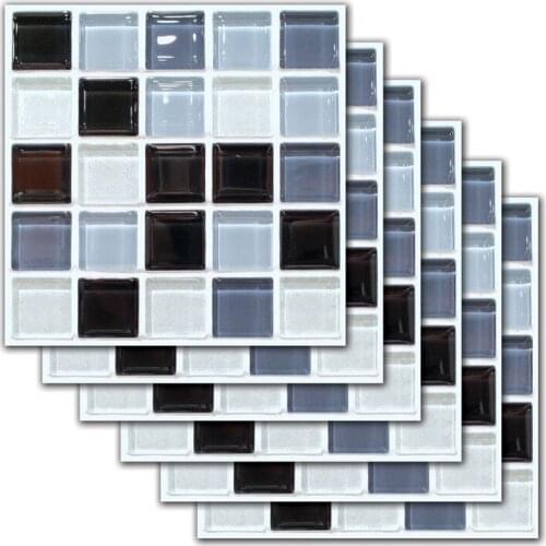 6 Pcs Mosaic Tile Sticker Self-Adhesive Bathroom Kitchen Decor Wall Stair Tile Sticker Wall Sticker Home Decoration