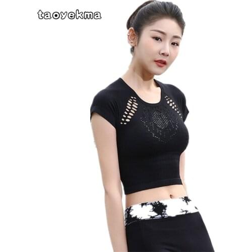 White Yoga Shirts Women Sports Crop Top Tees Hollow out Fitness Shirts Jogging Femme Shorts Women Sport Tops Training T Shirts