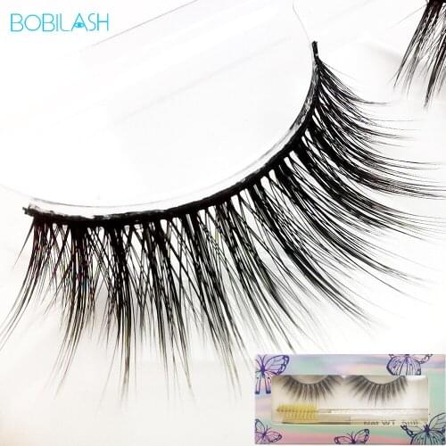 BOBILASH 1Pair Eyelashes Set With Glue Beauty Curls Natural Lashes With Lash Glue& Lashes Brushes For Eyelashes Extention
