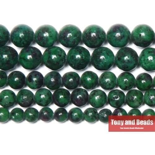 Natural Stone Red Green Zoisite Beads In Loose 15" Strand 6 8 10 12 MM Pick Size For Jewelry Making