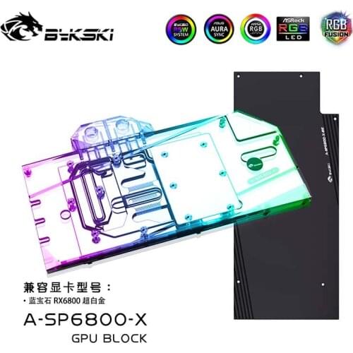 Bykski A-SP6800-X, 6800 GPU Water Block For SAPPHIRE RX 6800 Video Cards,VGA Cooler,Graphic Card Watercooler ARGB