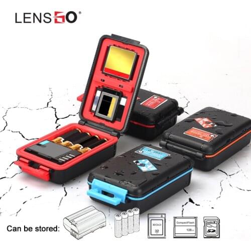 LENSGO D910 Camera Battery Case Waterproof SD CF XQD Memory Card Storage Box AA battery Organizer For 2 Camera Batteries Holder