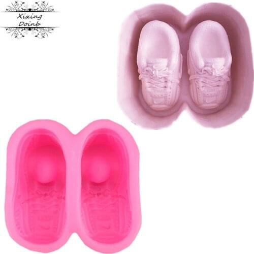Baby Shoe shape Silicone Fondant Soap 3D Cake Mold Cupcake Jelly Candy Chocolate Decoration Baking Tool candles Moulds