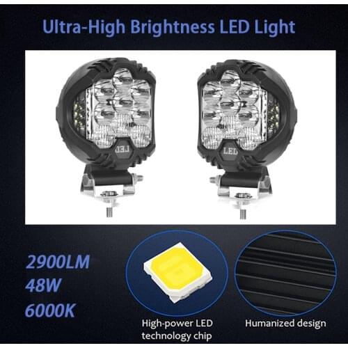 48W LED Work Light 2900LM Led Driving light with dual side light 6000K Waterproof Super Bright LED light for Truck Car SUV