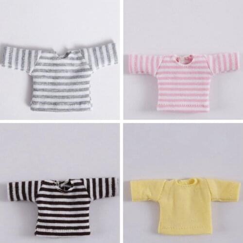 1pcs Cute Stripe Obitsu11 Doll T-shirt for OB11 Shirt for 1/12 Bjd Doll Clothes Accessories