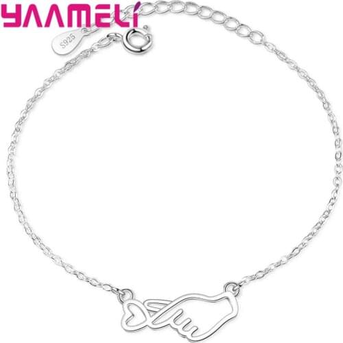 Hot Selling New Design Charmming Bracelets 925 Sterling Silver Heart and Finger OL Daily Make Up Jewelry Drop Shipping