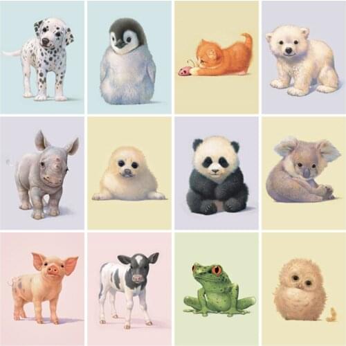 5D Dog Diamond Embroidery Anmial Owl Full Round Square Cross Stitch Diamond Painting Panda Diamond Mosaic Rhinestones Home Decor