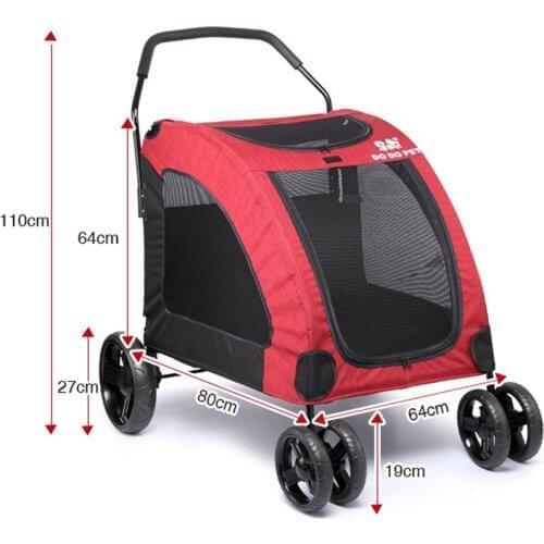 Dog Stroller Folding Dog Carrier outdoor Travelling Carry Cart Walking Shopping Trolley Inner Seat 64*80*64cm Kennel Parm