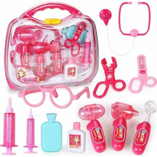 Childrens Simulation Medicine Box Toy Pink/blue Doctor and Nurse with Lights Role Play Play House Medicine Box Toy Set for Kids