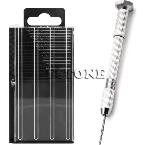 Mini Spiral Hand Manual Drill Chuck Twist Pin Vise Bits Kits Jewelry Tool P15F