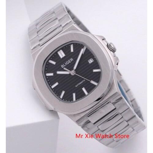 Bliger 40mm Automatic Mechanical Watch Men Luxury Brand Square Watch Case Auto Date Sapphire Glass Luminous Wristwatch Men