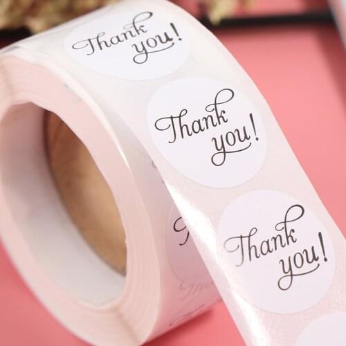 500PCS Thank You Series Round Sticker White Seal Labes for Baking Package and Christmas Gift Decoration Stationery Stickers