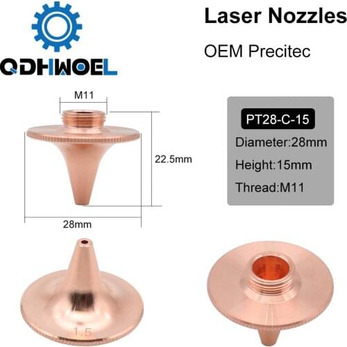 Precitec D Type Laser Nozzle Single Layer Dia.28mm Caliber 1.5/2.0 for Precitec Fiber Laser Cutting Head