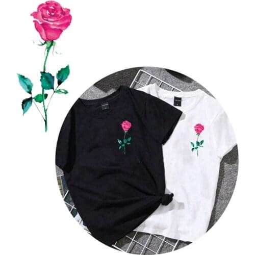 Flower Rose Iron on Patches for Clothing Decor Heat Transfer Patches Ironing Stickers for Clothes Diy Accessory Parches
