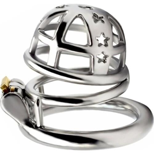 FAAK 2021 New Male Chastity Device Cock Cage Stainless Steel Penis Ring Star Shape Hole Bondage Belt Fetish Adult Sex Toys