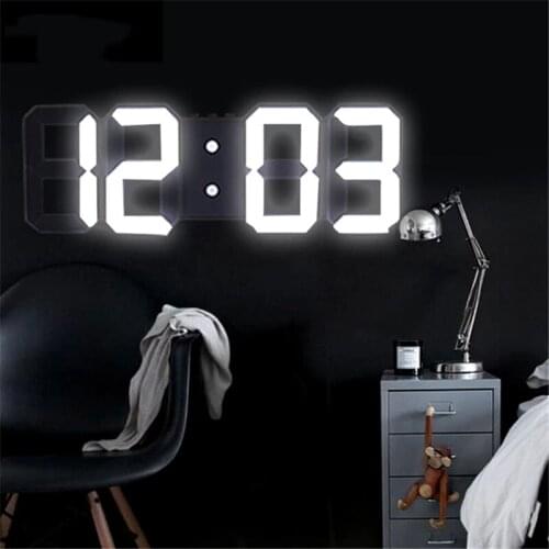 Dropshipping Home Living Room Decoration 3D LED Digital Wall Clock Electronic Display Table Alarm Clock Wall Home Decoration