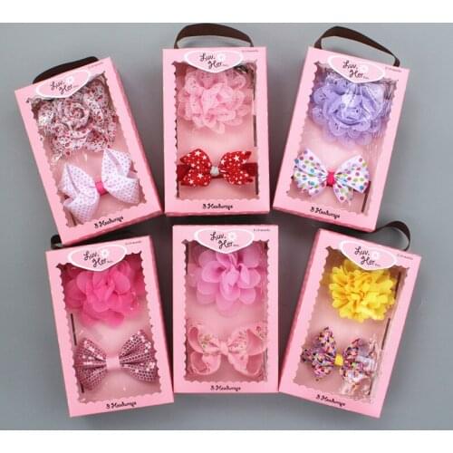 Christmas baby Headband Set Children 's Ornament Two Hairband Gift Cute Fashion Christmas Gift Box Newborn Headband Hair Band