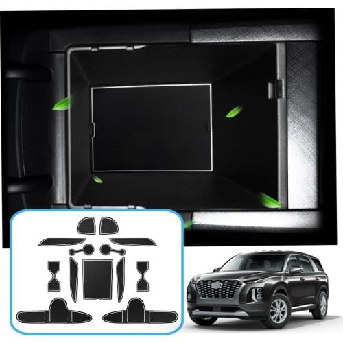 RUIYA For Palisade 2020 Car Door Groove Mat Anti-slip Slot Pad Auto Interior Organizer Accessories White 13 Pcs/Set