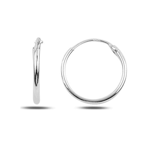 Silver 925 Sterling 14mm Simple Ring Earrings