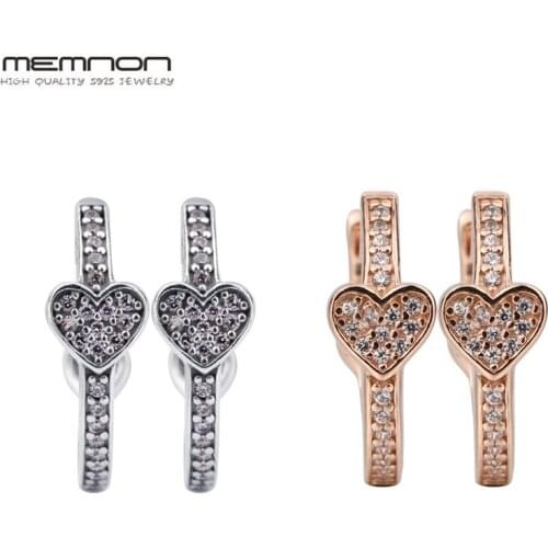 Memnon Fine Rose alluring hearts hoop earrings for women genuine 925 sterling silver earring plata de ley 925 fashion jewelry