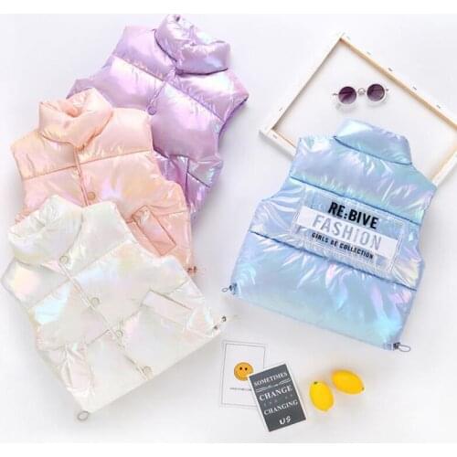 Autumn And Winter Childrens Vest Warm Fashion Girls Stand-Up Collar Jacket Color Tops 2-7 Years Old