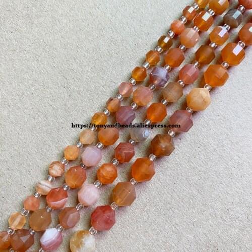 2lots more 10% off ! Semi-precious Stone American Football Faceted AA Quality Orange Botswana 7" Round Loose Beads 6 8 10 mm