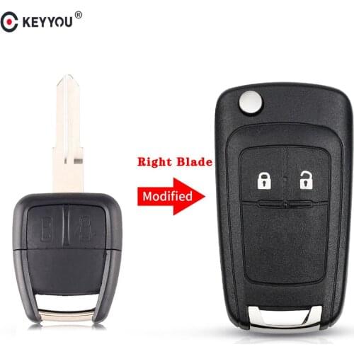 KEYYOU New 2 Buttons Remote Key Case Shell Fob For CHEVROLET Aveo Flip Folding Remote Key Left Blade