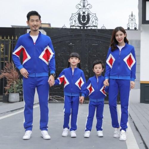Family Matching Outfits Autumn Winter Dad Son Mom Daughter Sports Clothing Set Coat &Pants Student Uniforms Suit Couple Clothes