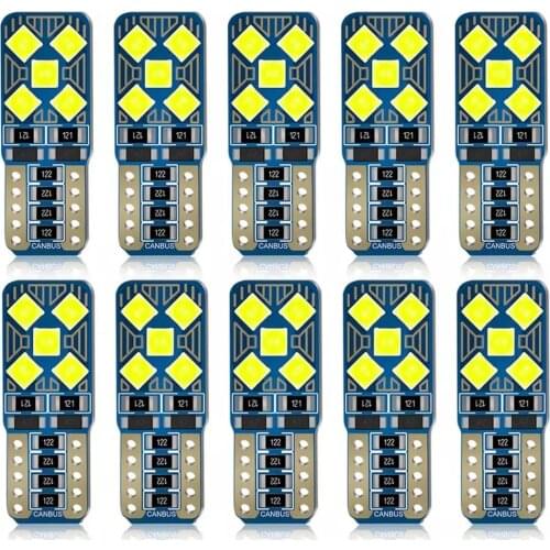 10PCS T10 W5W 168 WY5W Super Bright LED Car Interior Reading Dome Lamp Auto Wedge Turn Side Parking Bulb License Plate Lights