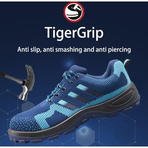 TigergripLightweight Breathable Men Safety Shoes Steel Toe Work Shoes For Men Anti-smashing Construction Sneaker With Reflective