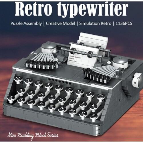 Traditional Retro Typewriter Model Building Block Mini Kit Building Block Assembly Toys Childrens Christmas Gift For Children