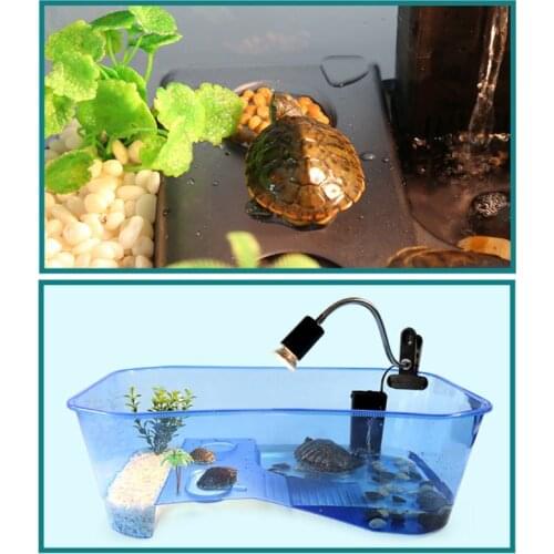 Reptile Vivarium Box Turtle Tortoise with Basking Ramp Aquarium Tank Breeding Food Tool Accessories